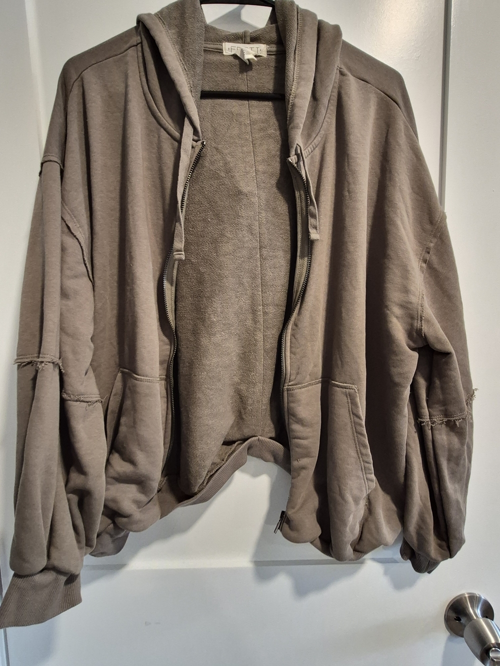 torrid Taupe Oversized Bubble Zip Hoodie Jacket
